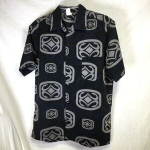 Maui Built Men's short sleeve Hawaiian/Aloha Black Gray blue geometric Shirt SzM